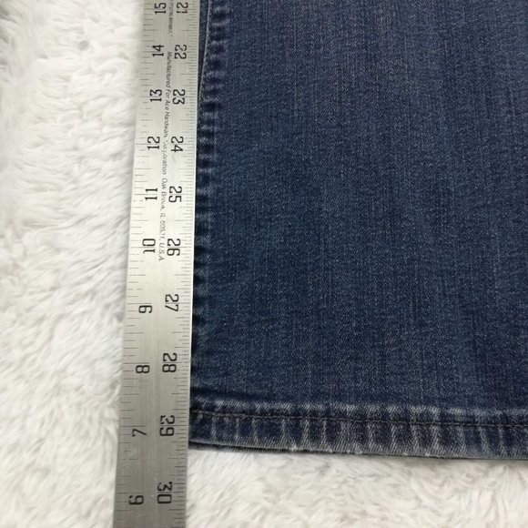 Lee Womens Jeans Boot Cut Curvy Blue Denim Stone Wash Mid Rise Whiskering 8 - Picture 8 of 16